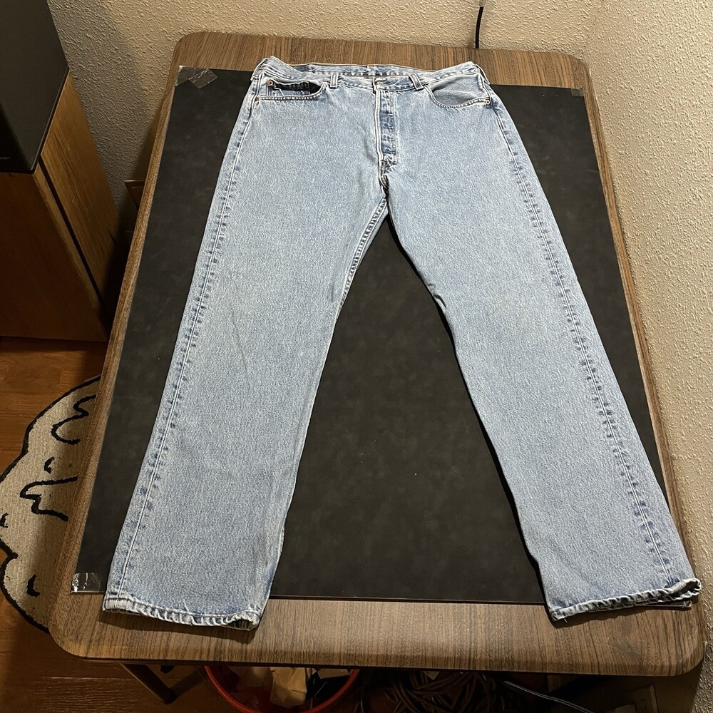 Vintage 501 Levi's Denim Jeans USA Made 36x30 Button Fly Levi Straight Leg 90s